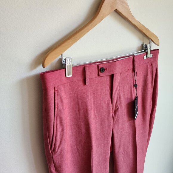 35x30 Rose Pink Pants New Jos A Bank Skinny Fit Pant Polyester Nwt Mens Magenta - Picture 14 of 17
